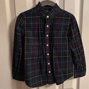 Toddler Girls Plaid Cotton Poplin Shirt